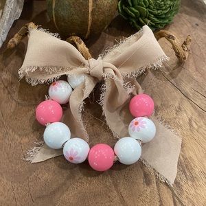 Pink & White Daisy Chunky Bracelet
